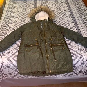 Time And Tru Parka Style Fleece Fur Lined Winter Coat Size 8/10 Hardly Worn